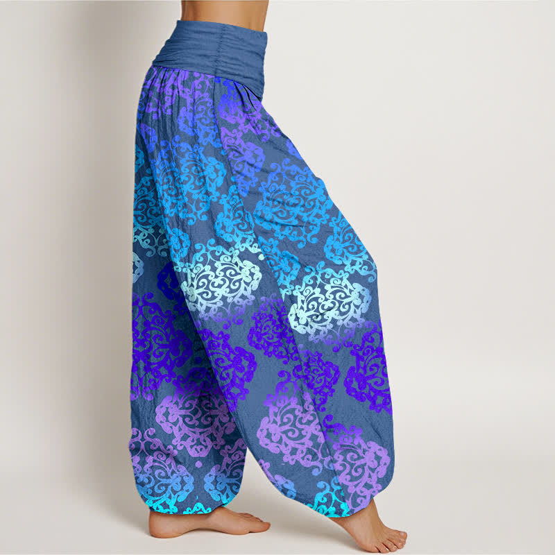 Buddha Stones Pure Cotton Baroque Gradient Floral Pattern Women's Elastic Waist Harem Pants - image 7