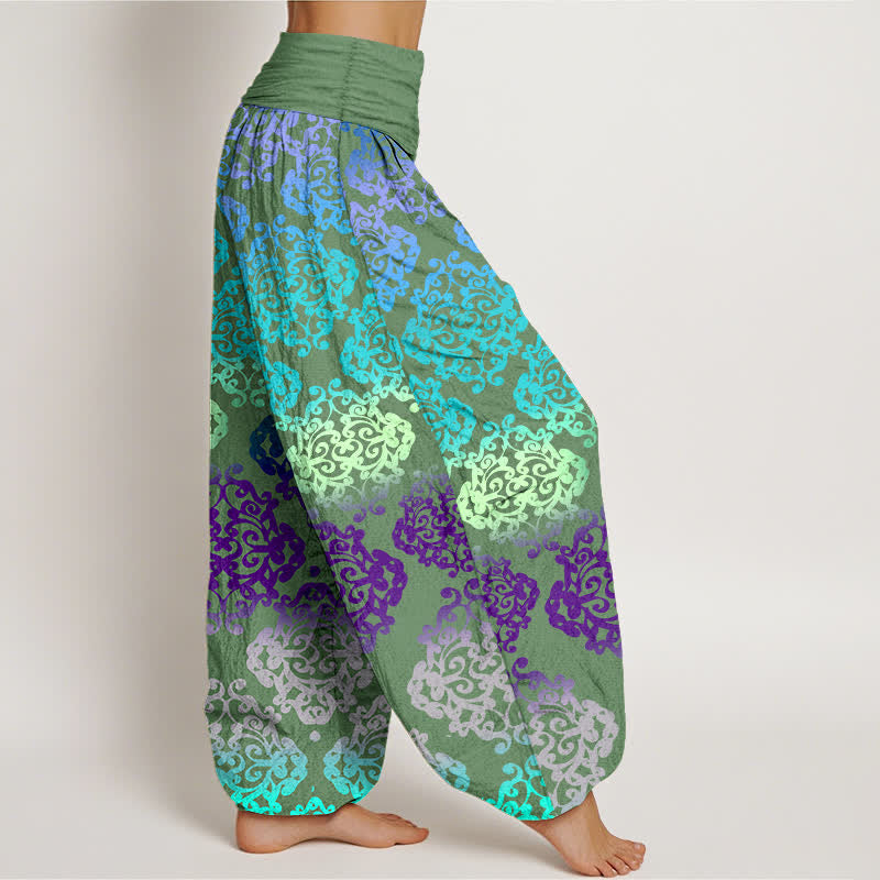Buddha Stones Pure Cotton Baroque Gradient Floral Pattern Women's Elastic Waist Harem Pants - image 10