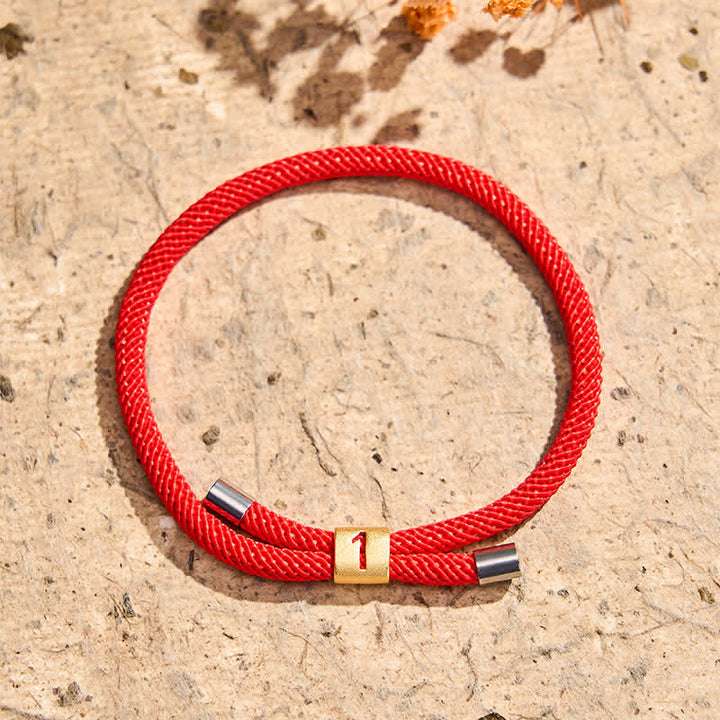 Buddha Stones Single-Digit Angel Numbers Adjustable String Protection Bracelet - Red Rope(Wrist Circumference: 15-23cm) - 1 - image 4