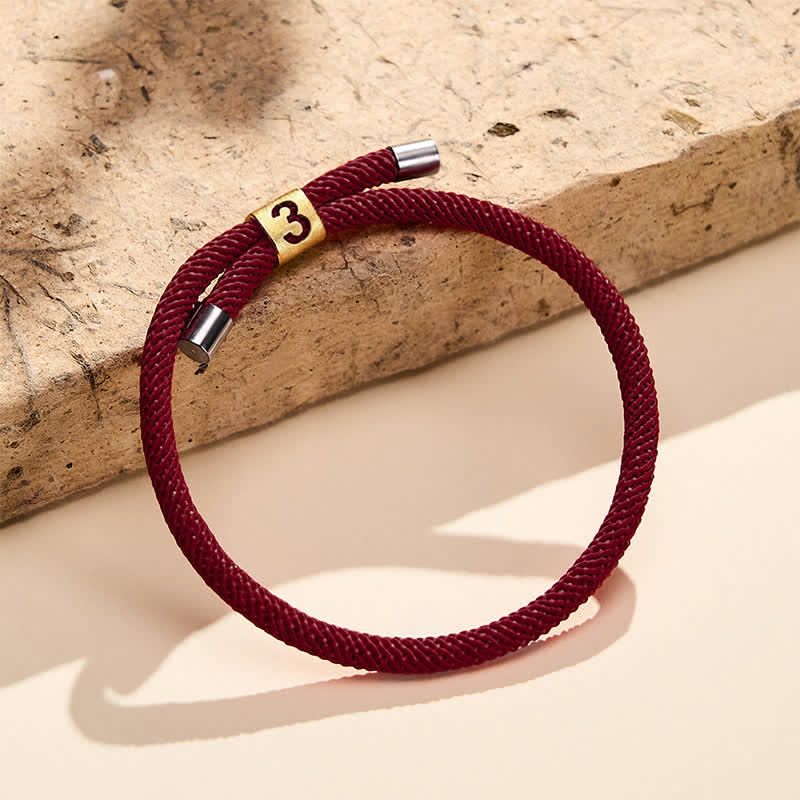 Buddha Stones Single-Digit Angel Numbers Adjustable String Protection Bracelet - Dark Red Rope(Wrist Circumference: 15-23cm) - 3 - image 40