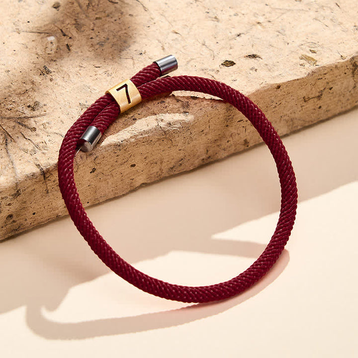 Buddha Stones Single-Digit Angel Numbers Adjustable String Protection Bracelet - Dark Red Rope(Wrist Circumference: 15-23cm) - 7 - image 44
