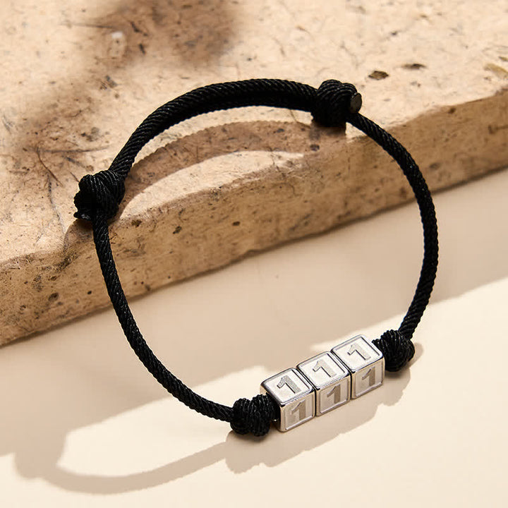 Buddha Stones Titanium Steel 000-999 Angel Numbers Adjustable Black String Faith Bracelet - image 7