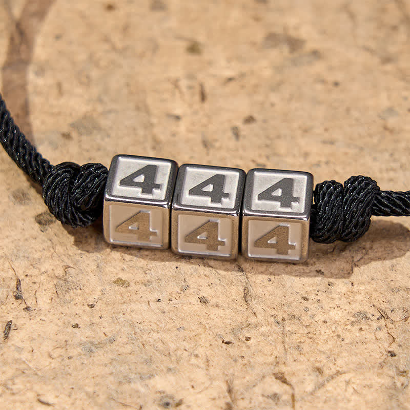 Buddha Stones Titanium Steel 000-999 Angel Numbers Adjustable Black String Faith Bracelet - image 15