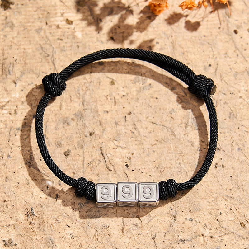 Buddha Stones Titanium Steel 000-999 Angel Numbers Adjustable Black String Faith Bracelet - Black Rope(Wrist Circumference: 15-23cm) - 999 - image 30