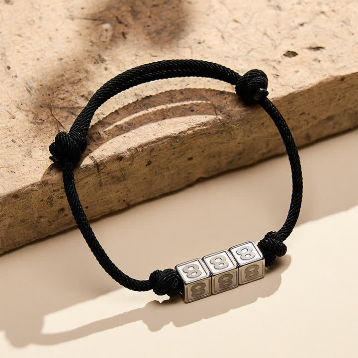 Buddha Stones Titanium Steel 000-999 Angel Numbers Adjustable Black String Faith Bracelet - image 28