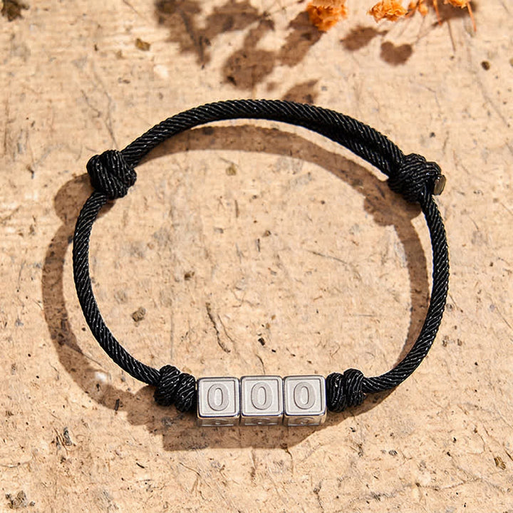 Buddha Stones Titanium Steel 000-999 Angel Numbers Adjustable Black String Faith Bracelet - Black Rope(Wrist Circumference: 15-23cm) - 000 - image 1