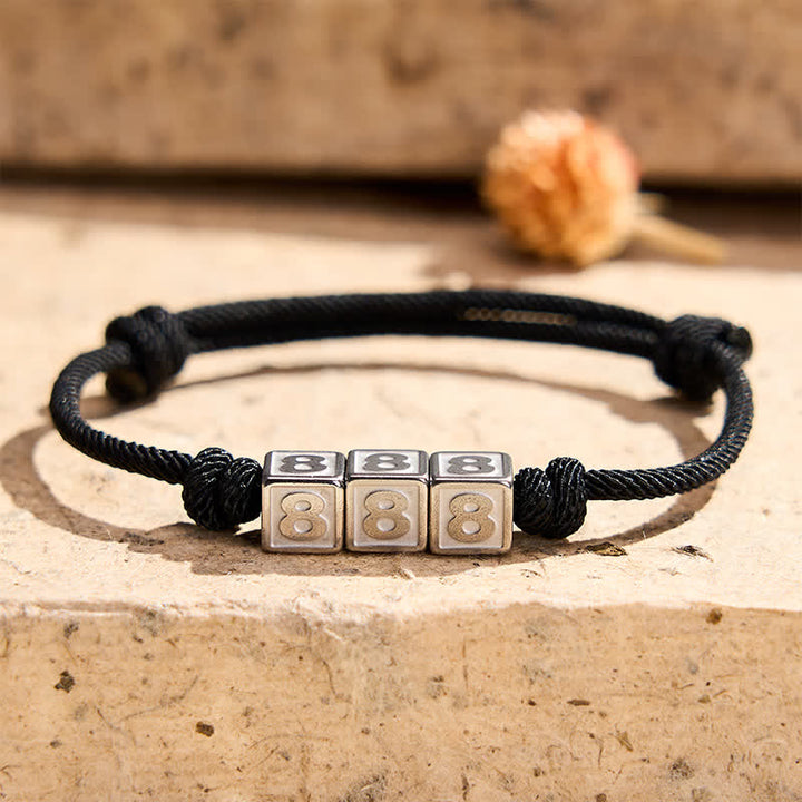 Buddha Stones Titanium Steel 000-999 Angel Numbers Adjustable Black String Faith Bracelet - image 26