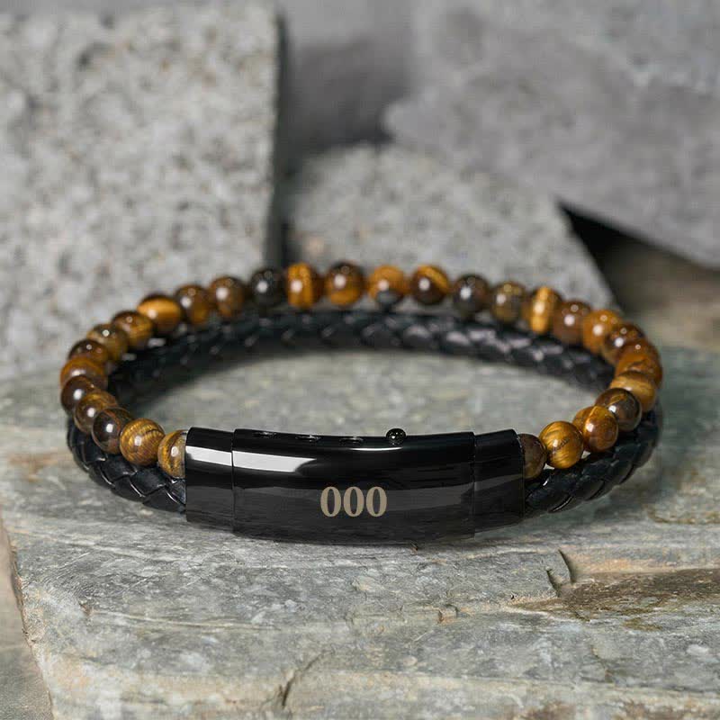 Buddha Stones Tiger Eye Angel Numbers Double Wrap Leather Faith Bracelet - Tiger Eye(Wrist Circumference: 18-19cm) - 000 - image 39