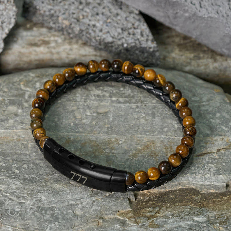Buddha Stones Tiger Eye Angel Numbers Double Wrap Leather Faith Bracelet - image 32