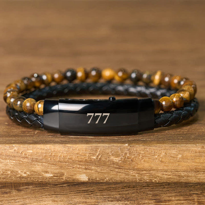 Buddha Stones Tiger Eye Angel Numbers Double Wrap Leather Faith Bracelet - image 33