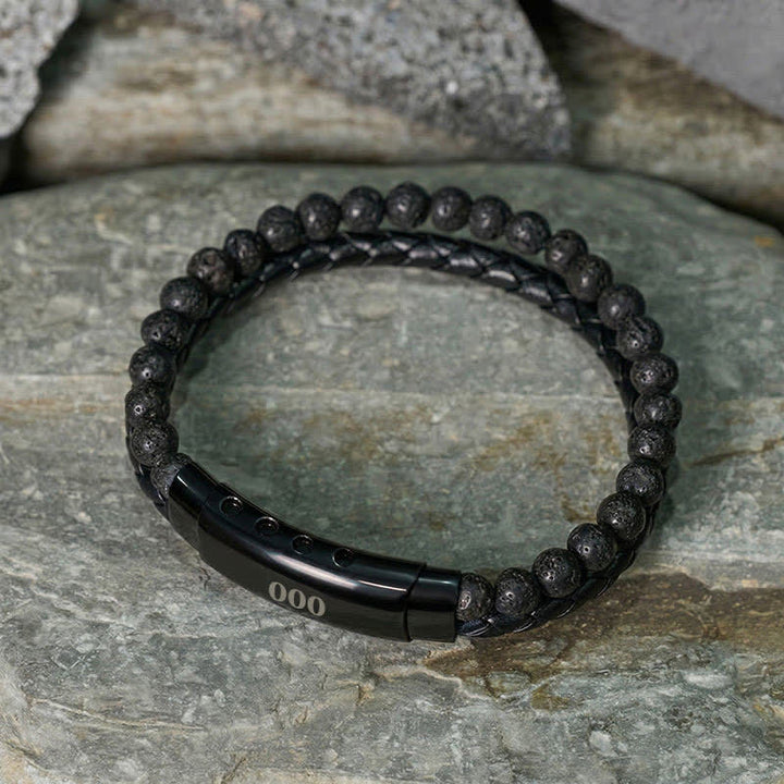 Buddha Stones Lava Rock Angel Numbers Double Wrap Leather Faith Bracelet - image 6