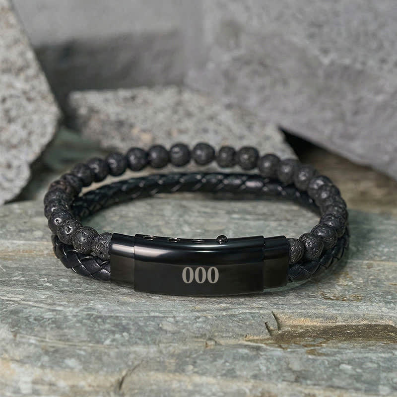 Buddha Stones Lava Rock Angel Numbers Double Wrap Leather Faith Bracelet - image 5