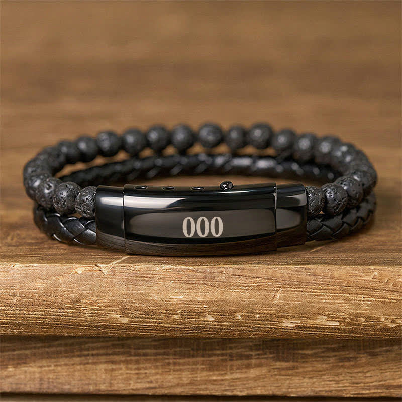 Buddha Stones Lava Rock Angel Numbers Double Wrap Leather Faith Bracelet - Lava Rock(Wrist Circumference: 18-19cm) - 000 - image 4