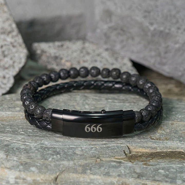 Buddha Stones Lava Rock Angel Numbers Double Wrap Leather Faith Bracelet - image 33