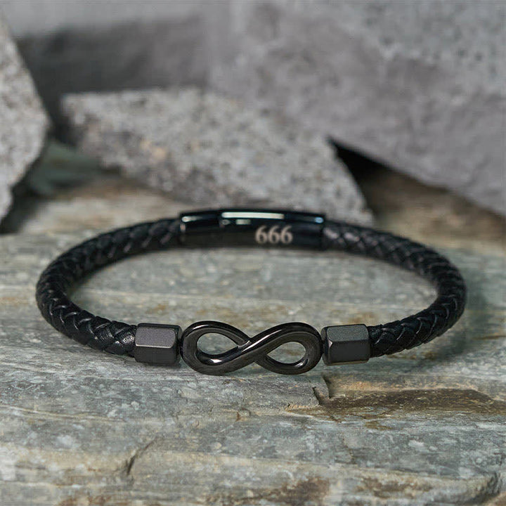 Buddha Stones Angel Numbers Infinity Symbol Leather Faith Bracelet - image 23
