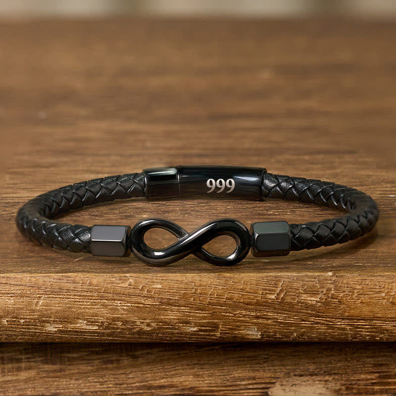 Buddha Stones Angel Numbers Infinity Symbol Leather Faith Bracelet - 999(Wrist Circumference: 18-19cm) - image 34