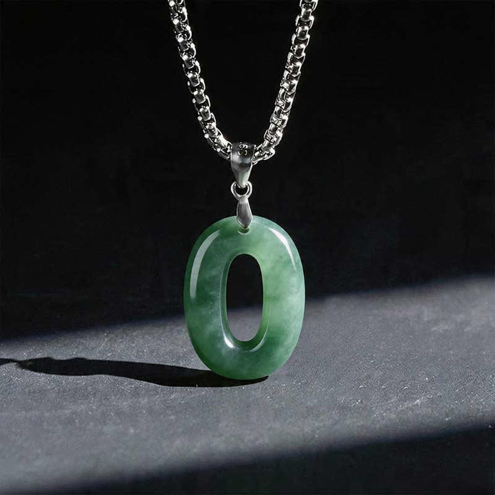 Buddha Stones Natural 0-9 Angel Numbers Jade Titanium Steel Chain Prosperity Necklace Pendant - 0 - image 42