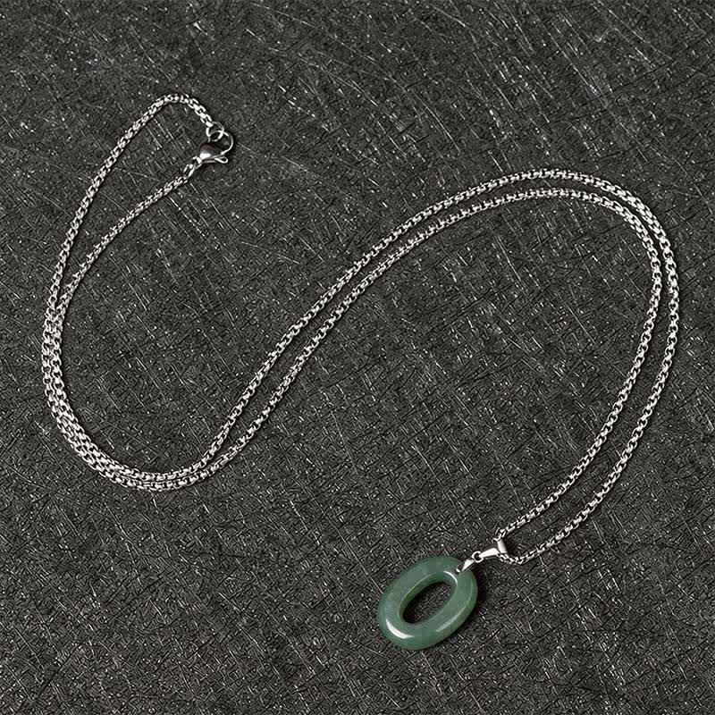 Buddha Stones Natural 0-9 Angel Numbers Jade Titanium Steel Chain Prosperity Necklace Pendant - image 44