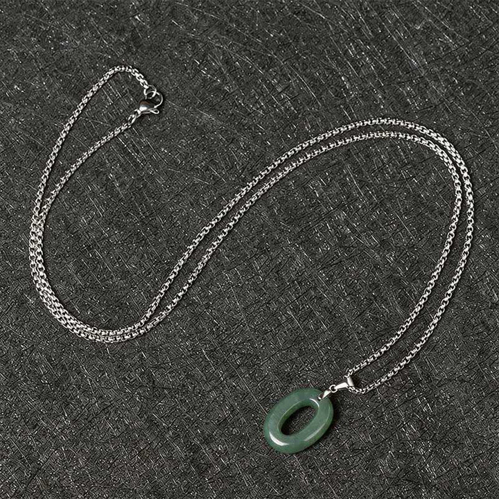 Buddha Stones Natural 0-9 Angel Numbers Jade Titanium Steel Chain Prosperity Necklace Pendant - image 44