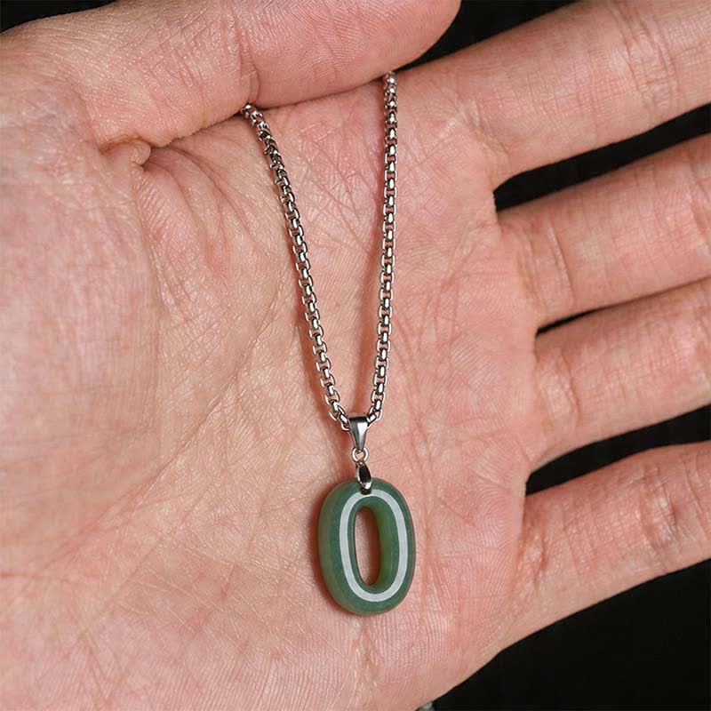 Buddha Stones Natural 0-9 Angel Numbers Jade Titanium Steel Chain Prosperity Necklace Pendant - image 45