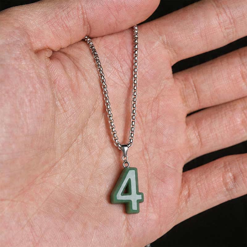 Buddha Stones Natural 0-9 Angel Numbers Jade Titanium Steel Chain Prosperity Necklace Pendant - image 21