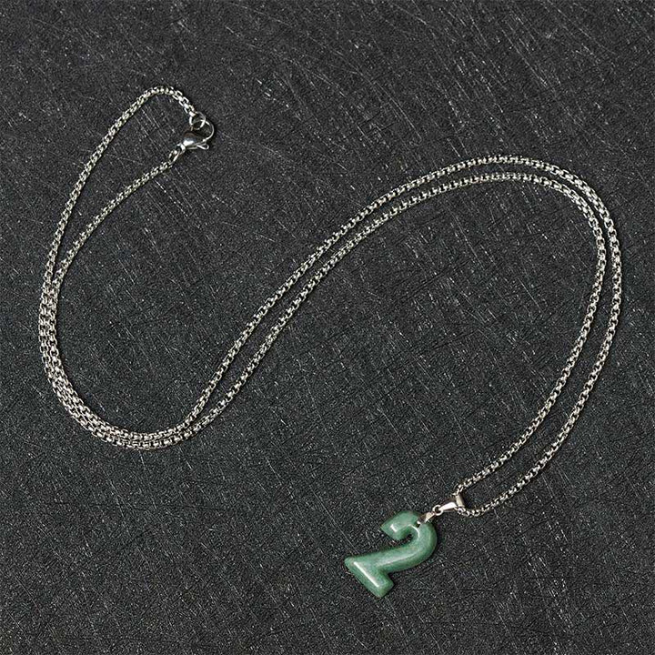Buddha Stones Natural 0-9 Angel Numbers Jade Titanium Steel Chain Prosperity Necklace Pendant - image 10