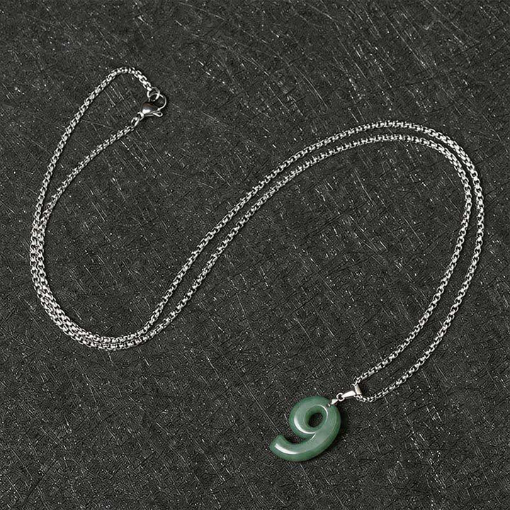 Buddha Stones Natural 0-9 Angel Numbers Jade Titanium Steel Chain Prosperity Necklace Pendant - image 40