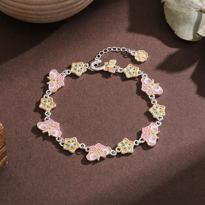 Buddha Stones Copper Enamel Butterfly Floral Love Bracelet - Copper(Wrist Circumference:17–21 cm) - image 0