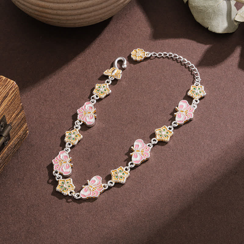 Buddha Stones Copper Enamel Butterfly Floral Love Bracelet - image 3