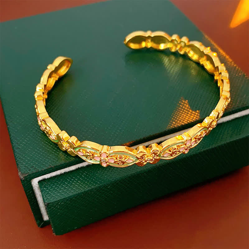 Buddha Stones Copper Enamel Floral Balance Cuff Bracelet - image 3