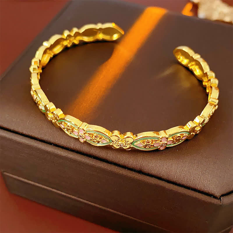 Buddha Stones Copper Enamel Floral Balance Cuff Bracelet - image 1