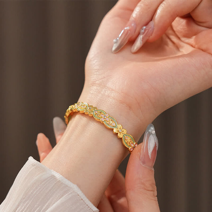 Buddha Stones Copper Enamel Floral Balance Cuff Bracelet - image 7