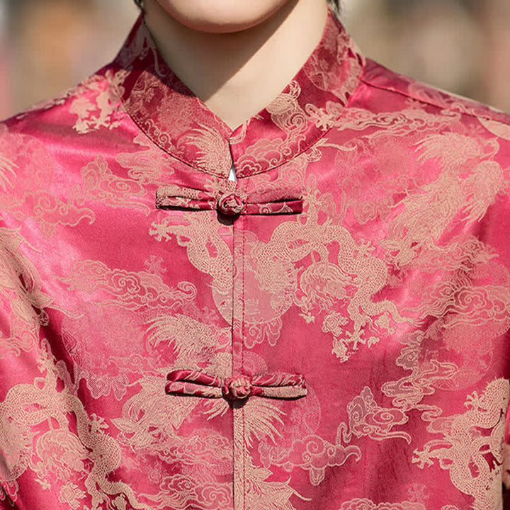 Buddha Stones Summer Tang Style Frog Button Animal Patterns Men's Short Sleeve Shirts - image 8