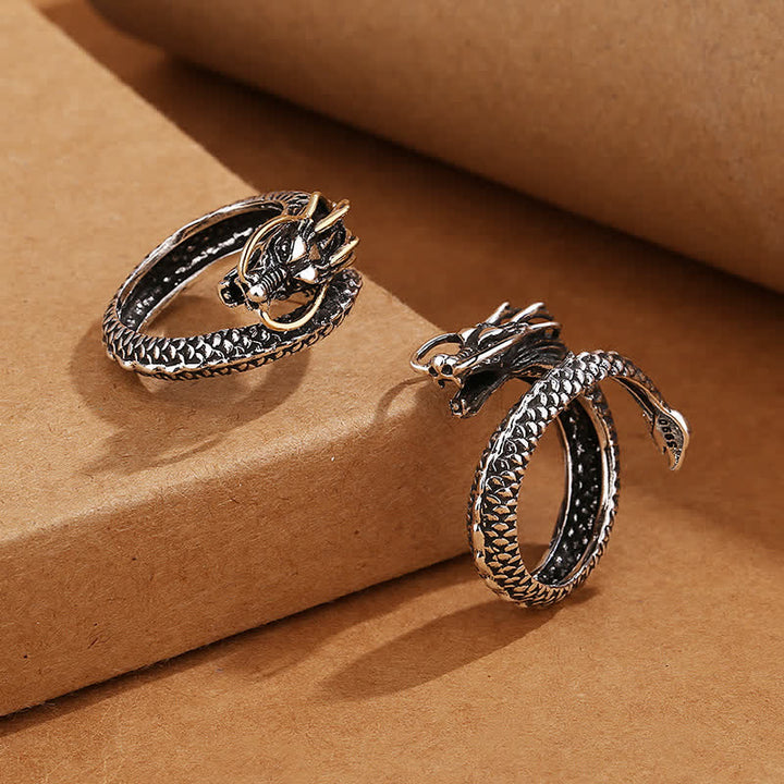 Buddha Stones Copper Dragon Strength Vintage Adjustable Open Ring - image 2