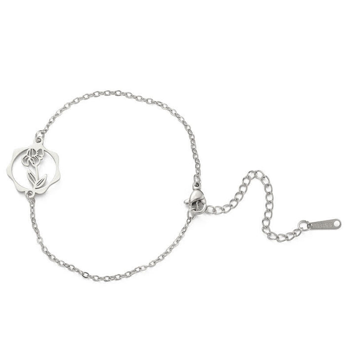 Buddha Stones Titanium Steel Birth Flower New beginning Bracelet - Iris - Silvery Titanium Steel - image 7