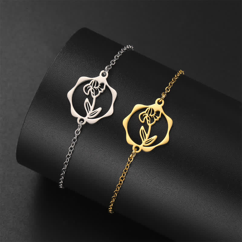Buddha Stones Titanium Steel Birth Flower New beginning Bracelet - image 6