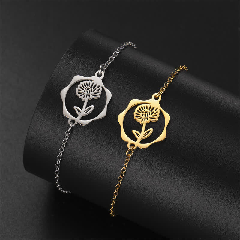 Buddha Stones Titanium Steel Birth Flower New beginning Bracelet - image 9