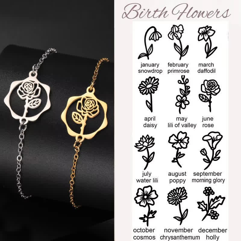 Buddha Stones Titanium Steel Birth Flower New beginning Bracelet - image 36