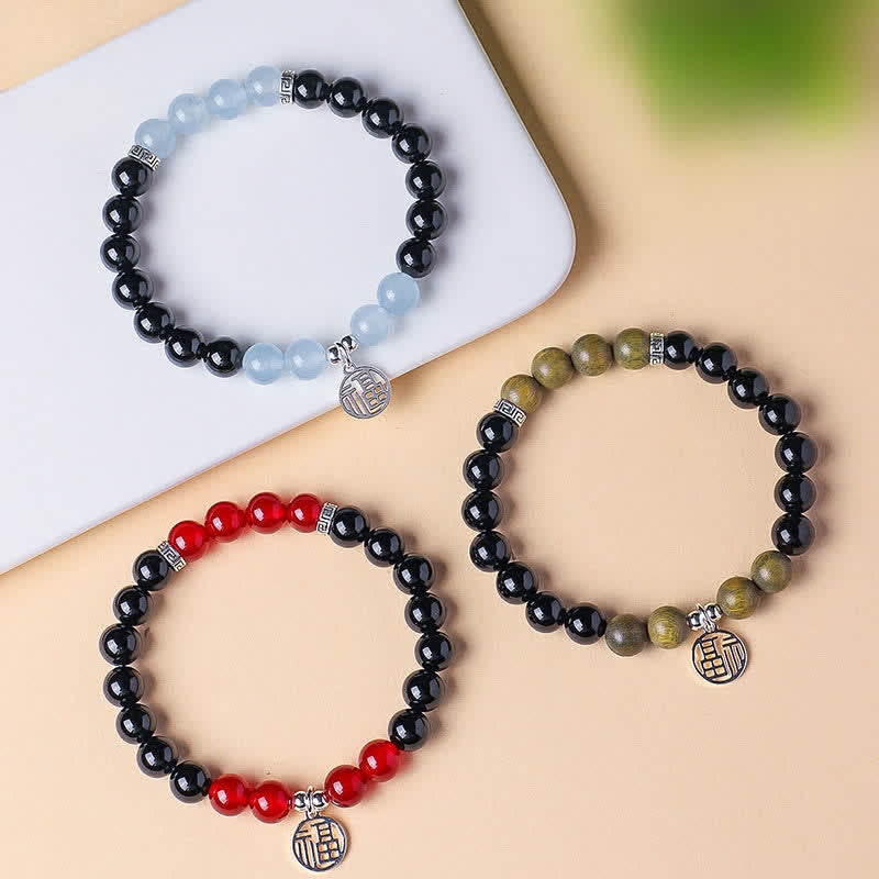 Buddha Stones Black Onyx Fu Character Beaded Luck Bracelet - image 20