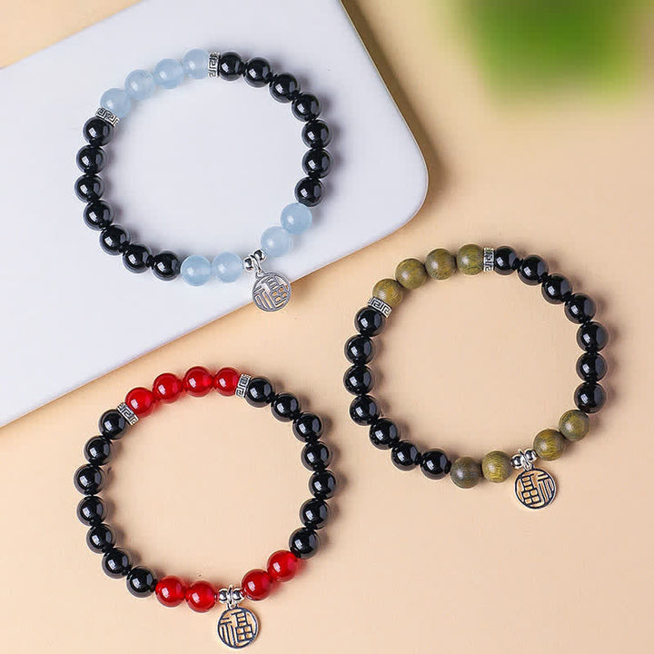 Buddha Stones Black Onyx Fu Character Beaded Luck Bracelet - image 20