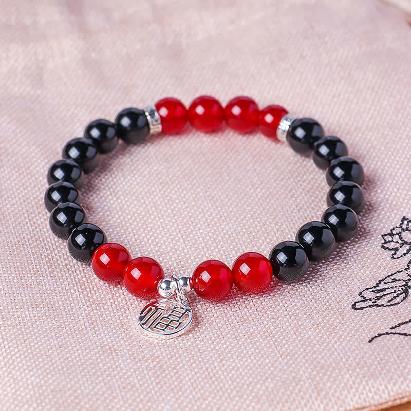 Buddha Stones Black Onyx Fu Character Beaded Luck Bracelet - image 10