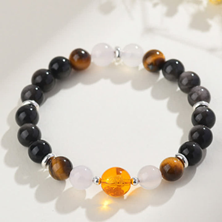 Buddha Stones Natural Crystals Silver Sheen Obsidian Chinese Zodiac Protection Bracelet - image 2