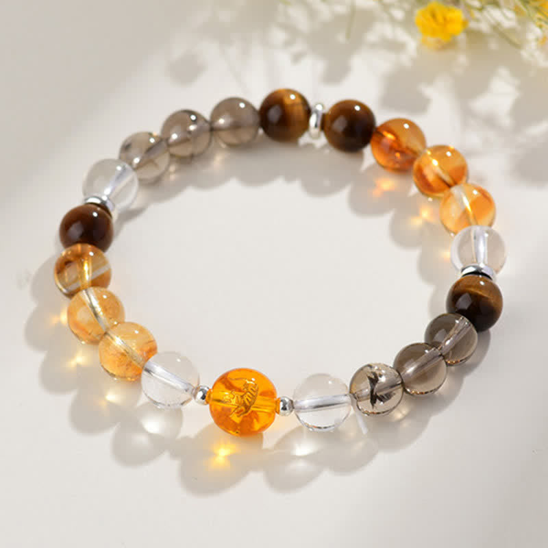 Buddha Stones Natural Crystals Silver Sheen Obsidian Chinese Zodiac Protection Bracelet - image 25