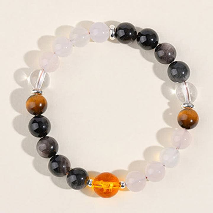 Buddha Stones Natural Crystals Silver Sheen Obsidian Chinese Zodiac Protection Bracelet - image 4