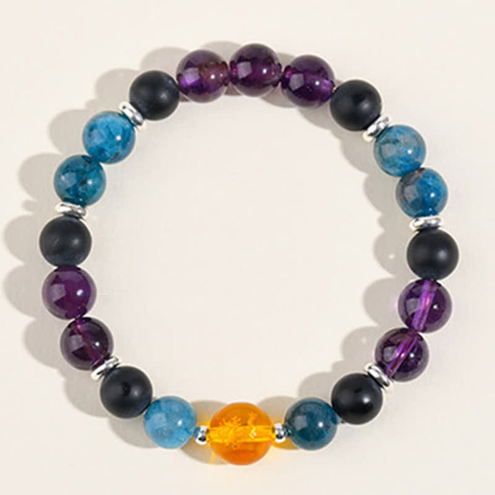 Buddha Stones Natural Crystals Silver Sheen Obsidian Chinese Zodiac Protection Bracelet - image 29