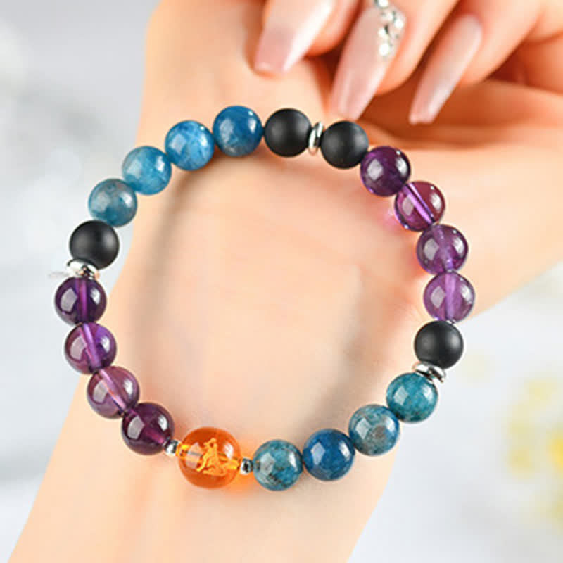 Buddha Stones Natural Crystals Silver Sheen Obsidian Chinese Zodiac Protection Bracelet - Dog(Wrist Circumference:15–16 cm) - image 44