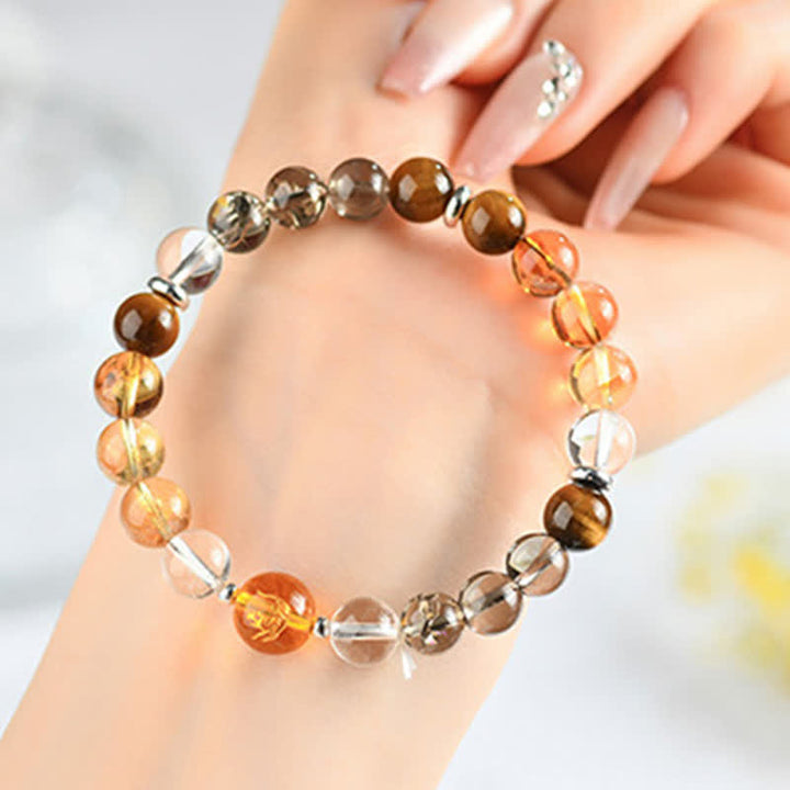 Buddha Stones Natural Crystals Silver Sheen Obsidian Chinese Zodiac Protection Bracelet - Tiger(Wrist Circumference:15–16 cm) - image 23
