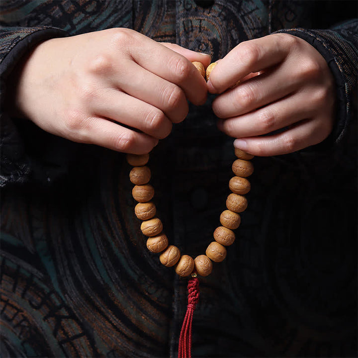 Buddha Stones Phoenix Eye Bodhi Wisdom Tibetan Engraved Tassel Wrist Mala - image 2