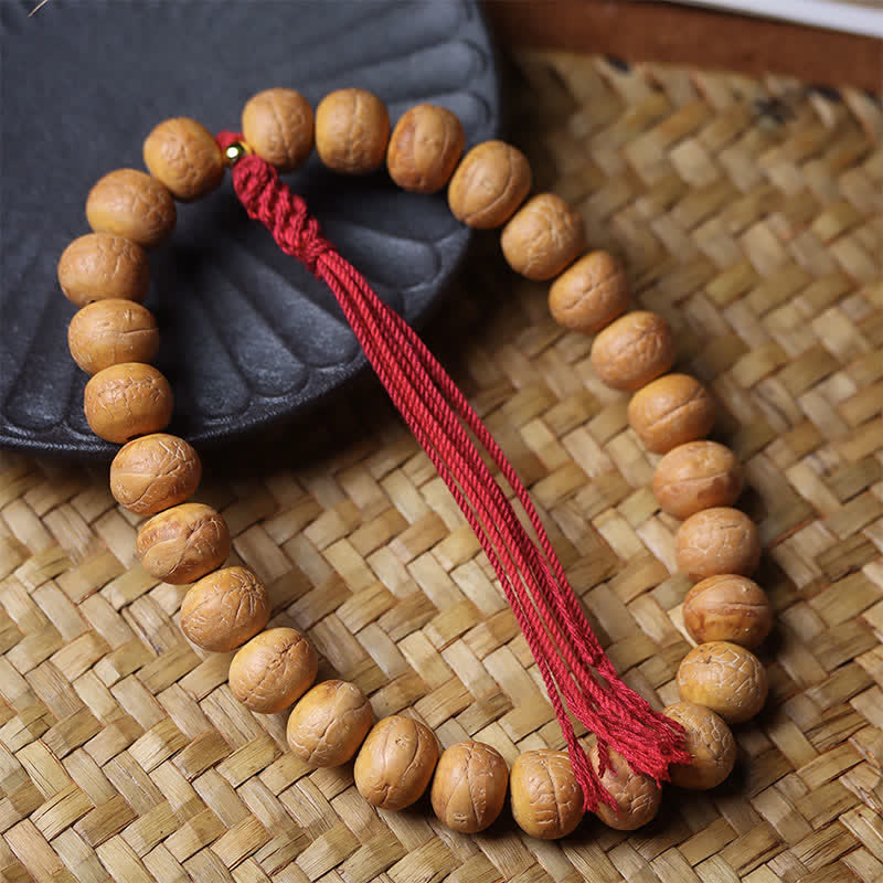 Buddha Stones Phoenix Eye Bodhi Wisdom Tibetan Engraved Tassel Wrist Mala - image 1