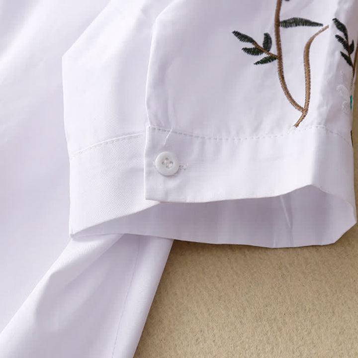 Buddha Stones Spring Summer Boho Embroidery Floral Women's Short Sleeve Shirt - image 10